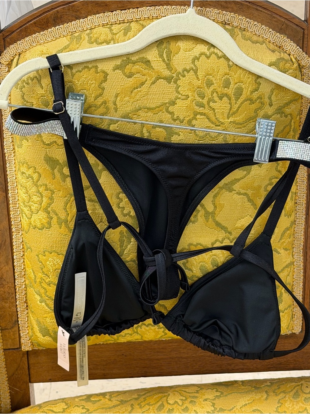 Victoria's Secret Black Bikini Top with Rhinestone Trim - Picture 3 of 4
